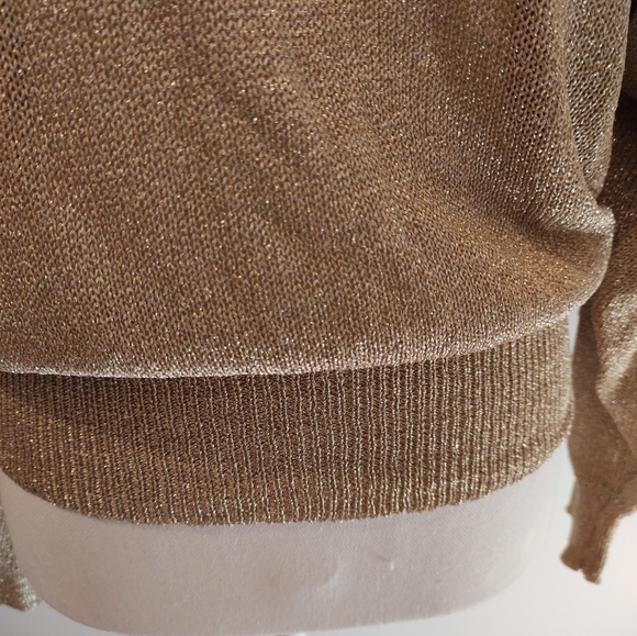Vintage Dramatic Gold Lame Lurex Draped Open Back Evening Sweater | Sz 12-14 - Picture 8 of 13